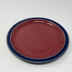 Denby Harlequin (retired) Stoneware Red & Blue Side Salad Luncheon Plate